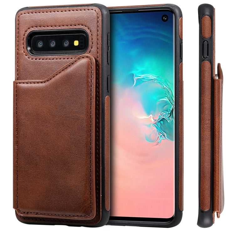 Shockproof Calf Texture Protective Case with Holder & Card Slots & Frame, For Galaxy S10 5G, For Galaxy S10e, For Galaxy S10+, For Galaxy S10
