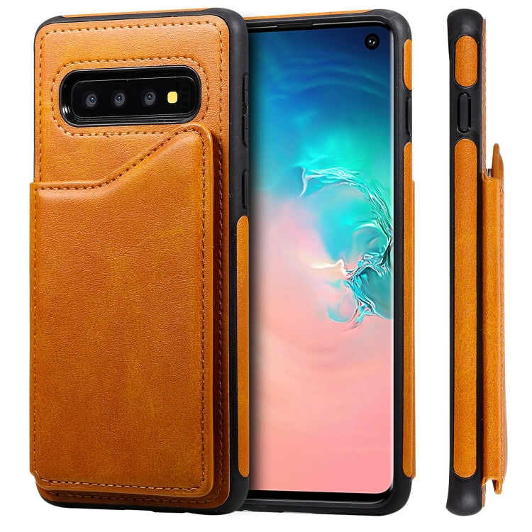 Shockproof Calf Texture Protective Case with Holder & Card Slots & Frame, For Galaxy S10 5G, For Galaxy S10e, For Galaxy S10+, For Galaxy S10