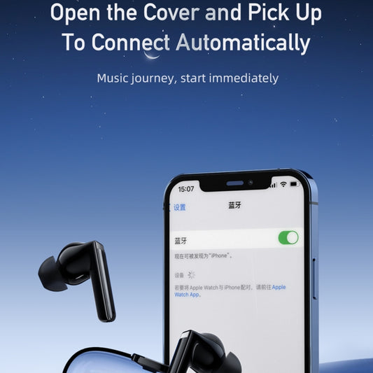 Portable awei T52 Bluetooth earbuds case open with dual earpieces inside