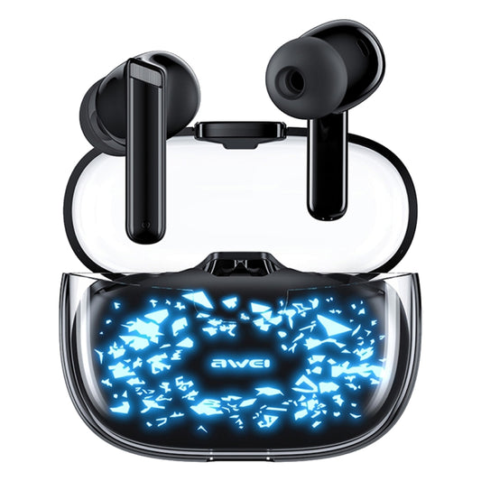 T52 Pro gaming earbuds with Glass Pattern design showing case and earpieces