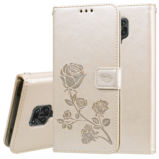 Rose embossed PU leather flip case with card slots for Xiaomi Redmi Note 9 Pro