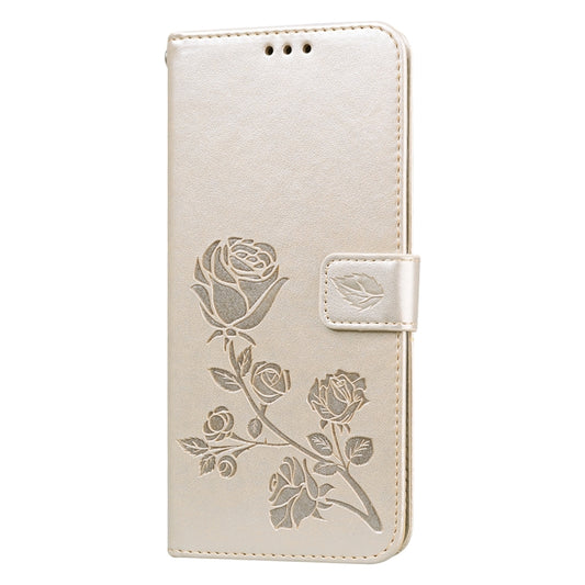 Horizontal wallet case featuring rose design and built-in holder for Galaxy M31