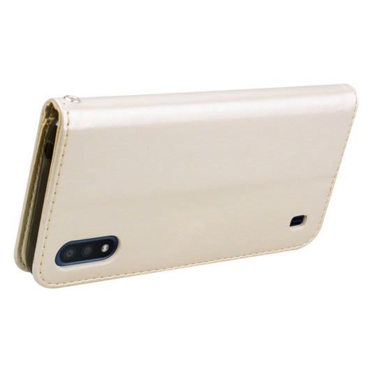 Embossed floral leather Galaxy A01 case back cover detail view