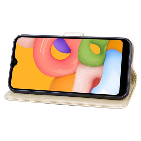 Galaxy A01 phone case open position showing built-in stand feature