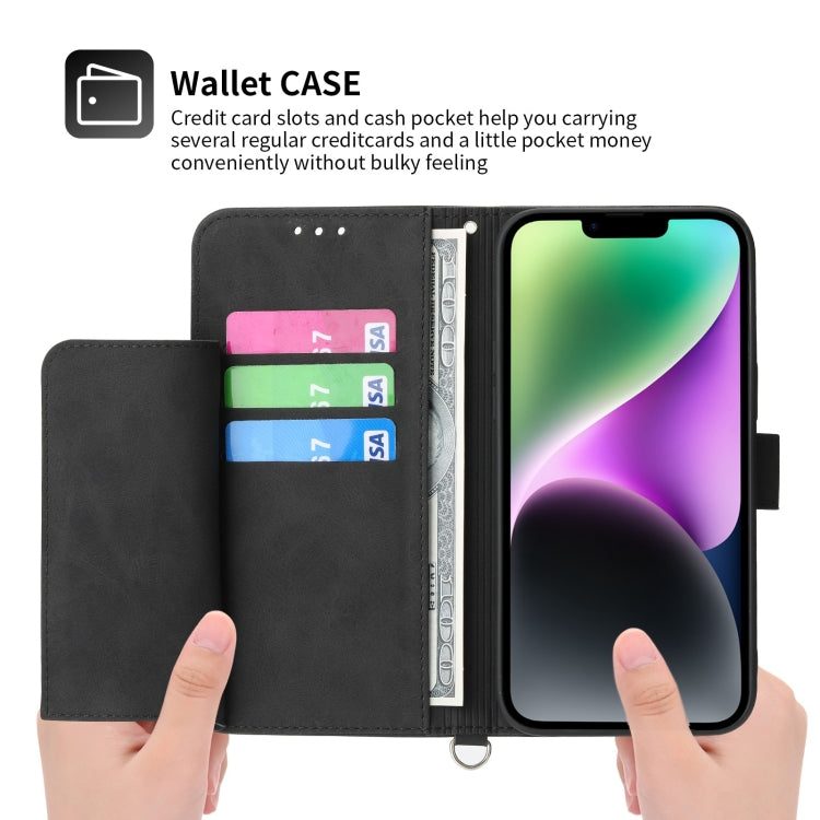 Skin-feel Flowers Embossed Wallet Leather Phone Case