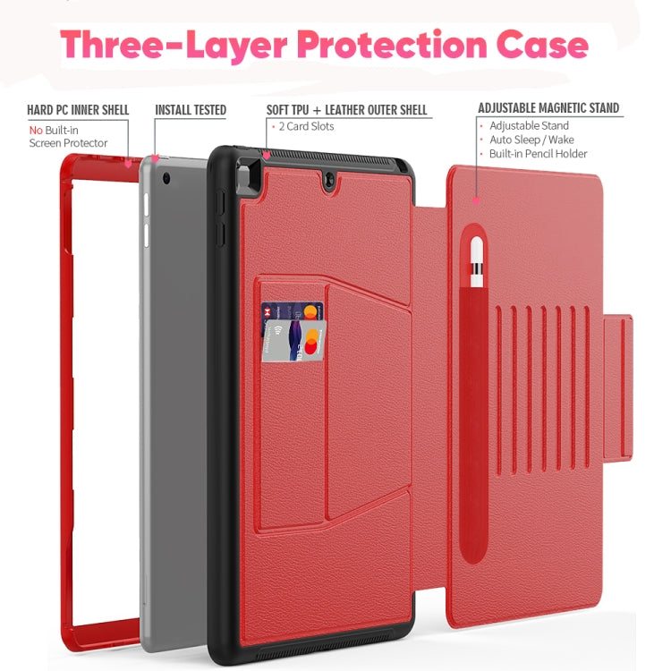Multifunctional Tablet PC Protective Leather Case with Bracket & Card Slots & Pen Slot & Wake-up / Sleep Function, For iPad 10.2, For iPad 9.7