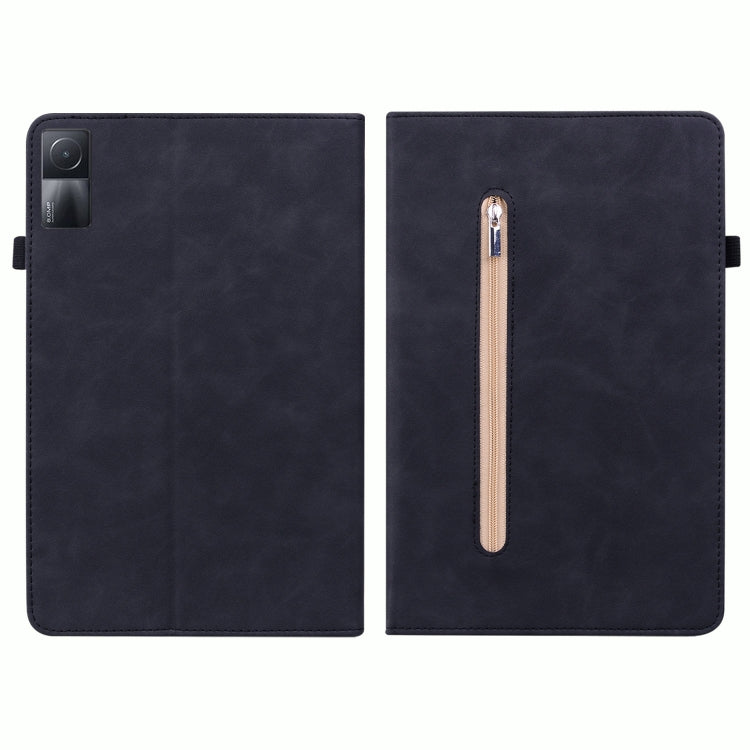 Skin Feel Solid Color Zipper Leather Tablet Case, For Xiaomi Redmi Pad 10.61