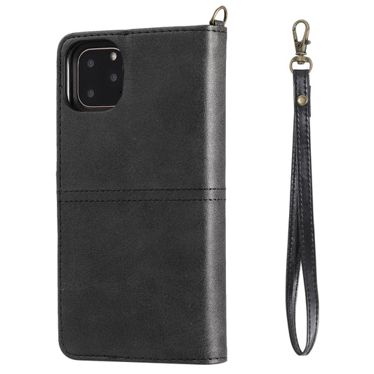 Premium leather iPhone 11 Pro Max case with RFID card protection and built-in stand