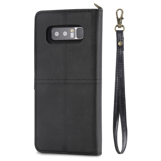 Black leather Galaxy Note case with magnetic closure and multiple card slot compartments