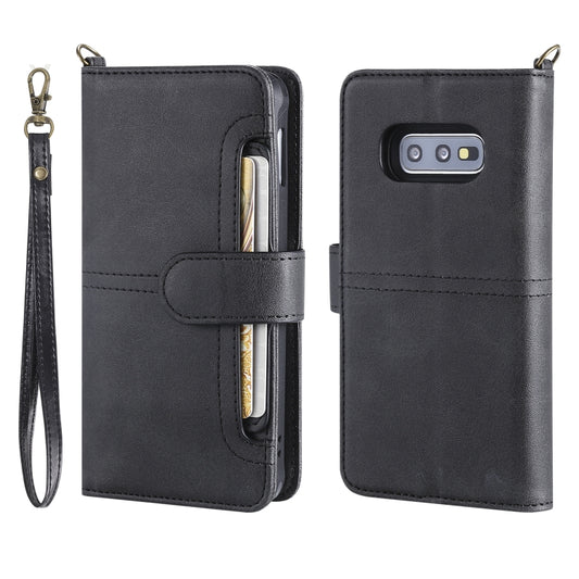 Galaxy S10e leather flip case with magnetic closure, card slots and wallet functionality