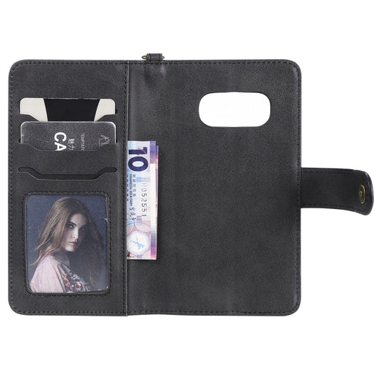Magnetic leather wallet case for Samsung Galaxy displaying card holder sections