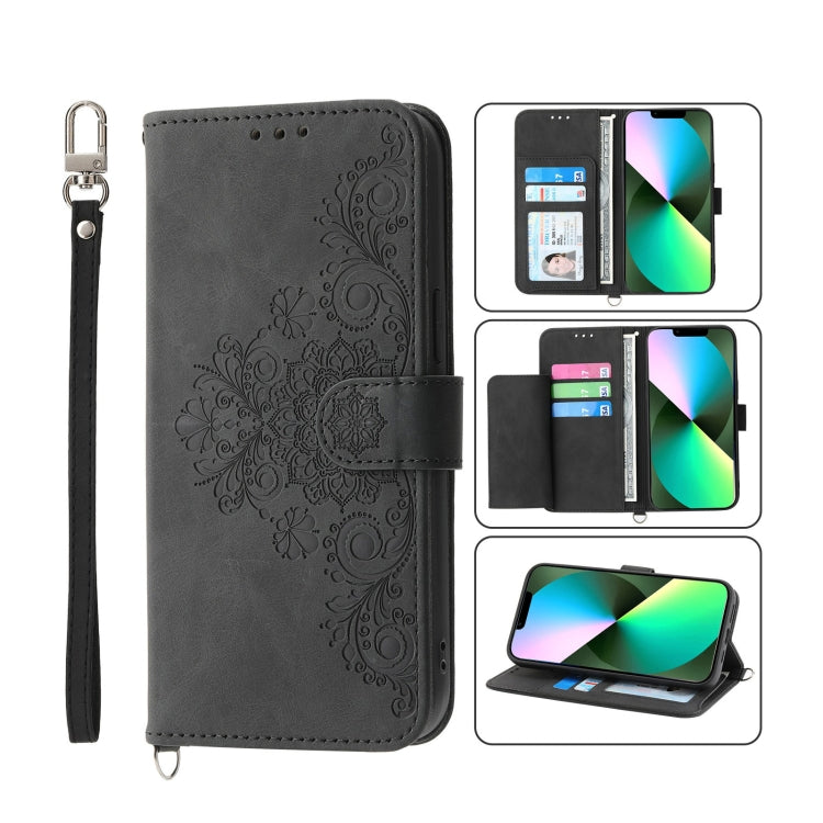 Skin-feel Flowers Embossed Wallet Leather Phone Case, Series 1