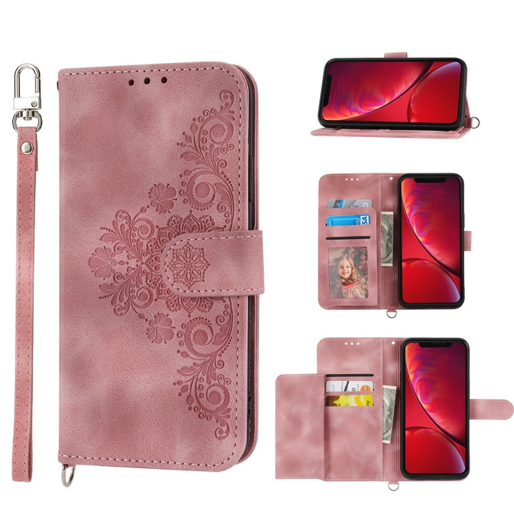 Skin-feel Flowers Embossed Wallet Leather Phone Case, Series 1
