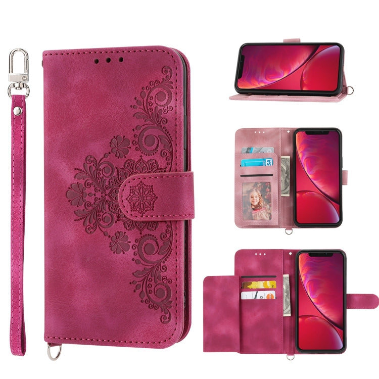 Skin-feel Flowers Embossed Wallet Leather Phone Case, Series 1