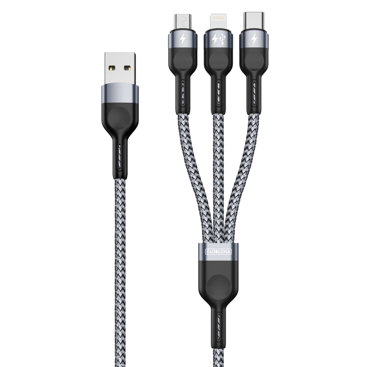 DUZZONA A3 3 in 1 USB to Type-C / 8 Pin / Micro USB Fast Charging Cable,Cable Length: 1.3m, A3