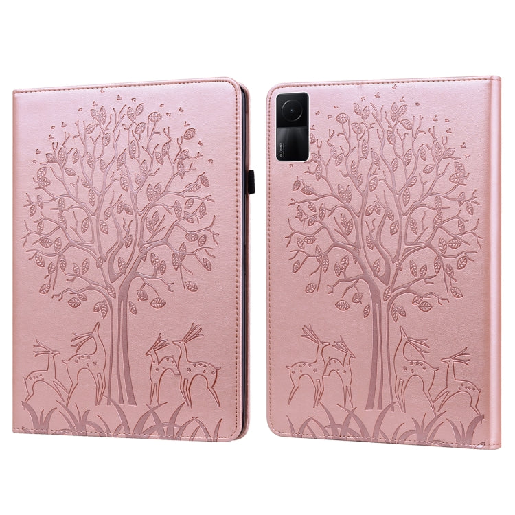 Tree & Deer Pattern Pressed Printing Leather Tablet Case, For Xiaomi Redmi Pad 10.61 2022