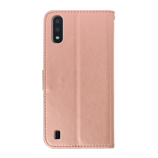 Galaxy A21 rhinestone butterfly wallet case with horizontal embossing, multiple card slots visible