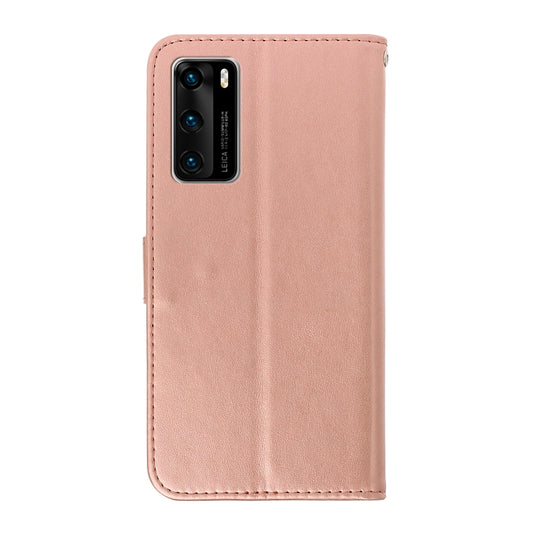 Embossed rhinestone butterfly pattern on premium leather Huawei P40 cover