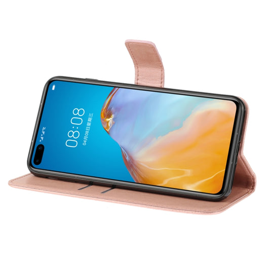 Butterfly-embellished leather case displaying kickstand functionality for Huawei P40