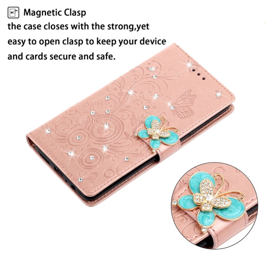 Close-up of rhinestone butterfly detailing on Huawei P40 protective case
