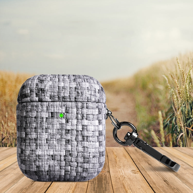 Weave Texture PU Shockproof Earphone Protective Case with Hook, For AirPods 1 / 2, For AirPods 3