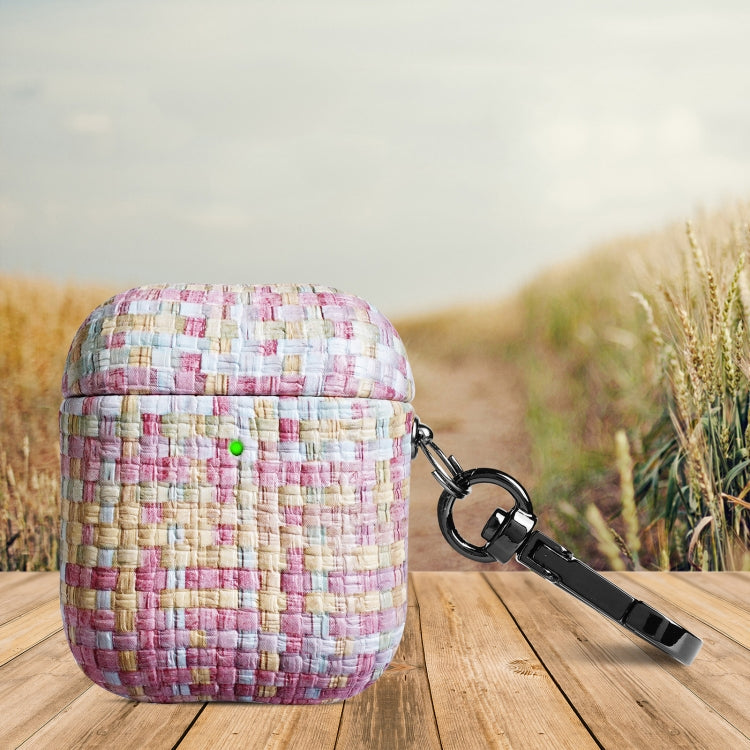 Weave Texture PU Shockproof Earphone Protective Case with Hook, For AirPods 1 / 2, For AirPods 3