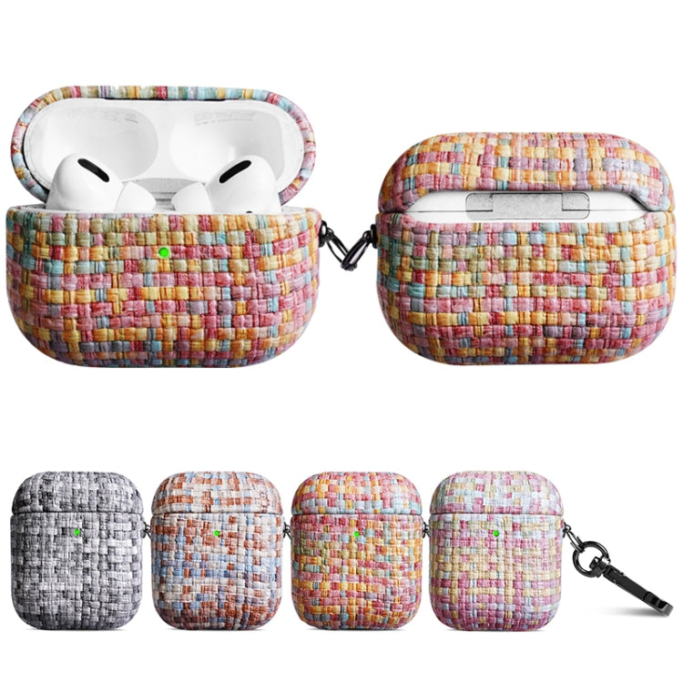 Weave Texture PU Shockproof Earphone Protective Case with Hook, For AirPods 1 / 2, For AirPods 3