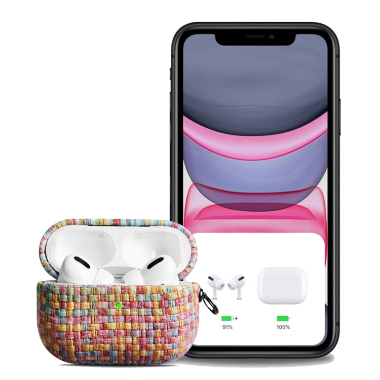 Weave Texture PU Shockproof Earphone Protective Case with Hook, For AirPods 1 / 2, For AirPods 3