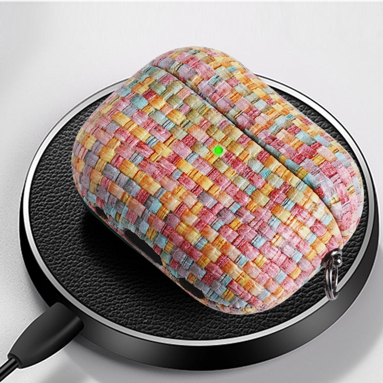 Weave Texture PU Shockproof Earphone Protective Case with Hook, For AirPods 1 / 2, For AirPods 3