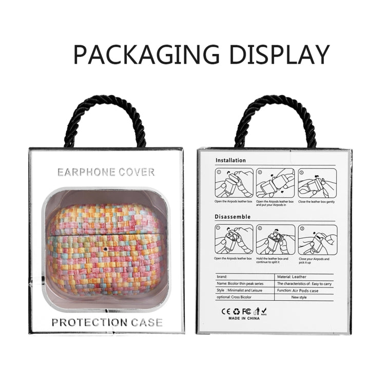 Weave Texture PU Shockproof Earphone Protective Case with Hook, For AirPods 1 / 2, For AirPods 3