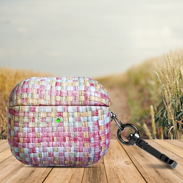 Weave Texture PU Shockproof Earphone Protective Case with Hook, For AirPods 1 / 2, For AirPods 3