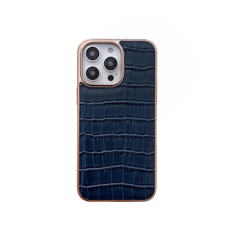 Nano Electroplating Crocodile Texture Genuine Leather Phone Case, For iPhone 14 Pro Max, For iPhone 14 Pro, For iPhone 14, For iPhone 14 Plus, For iPhone 13 Pro Max, For iPhone 13 Pro