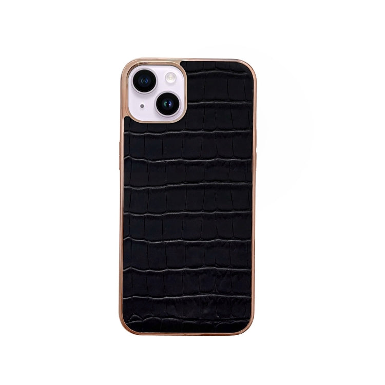 Nano Electroplating Crocodile Texture Genuine Leather Phone Case, For iPhone 14 Pro Max, For iPhone 14 Pro, For iPhone 14, For iPhone 14 Plus, For iPhone 13 Pro Max, For iPhone 13 Pro