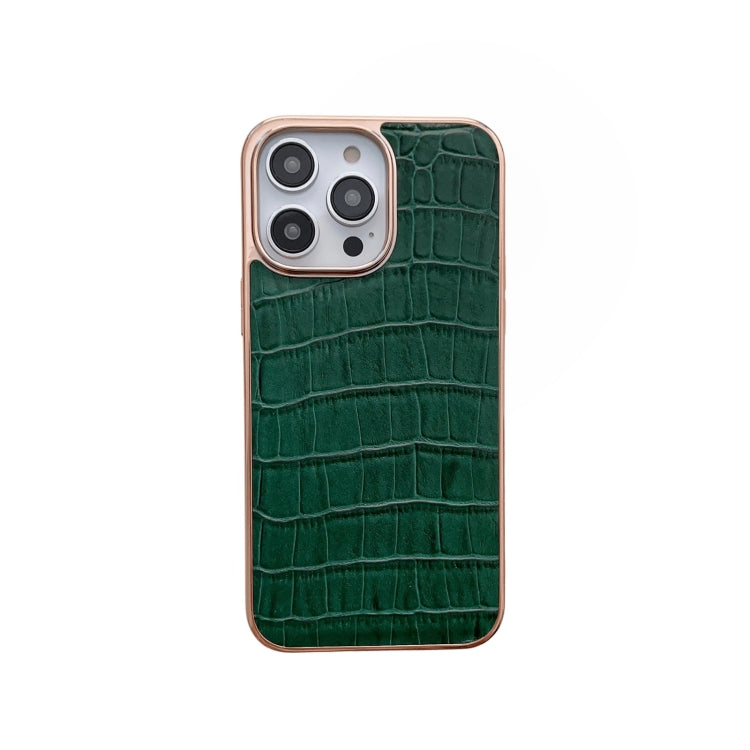 Nano Electroplating Crocodile Texture Genuine Leather Phone Case, For iPhone 14 Pro Max, For iPhone 14 Pro, For iPhone 14, For iPhone 14 Plus, For iPhone 13 Pro Max, For iPhone 13 Pro
