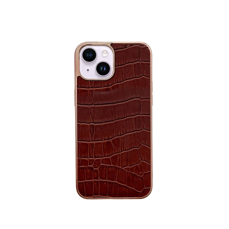 Nano Electroplating Crocodile Texture Genuine Leather Phone Case, For iPhone 13