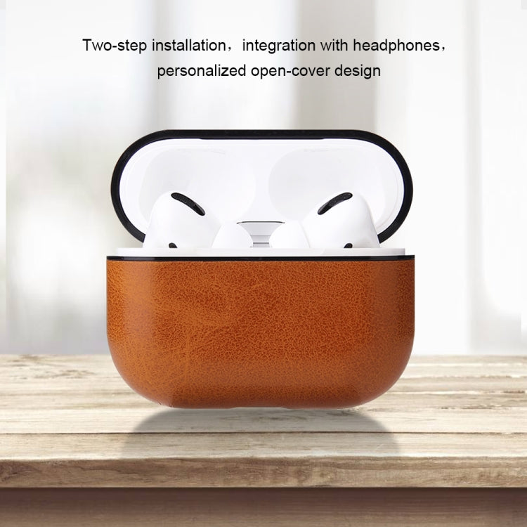 Étui de protection antichute en cuir PU texturé Crazy Horse avec mousqueton, pour AirPods Pro, AirPods 1 et 2