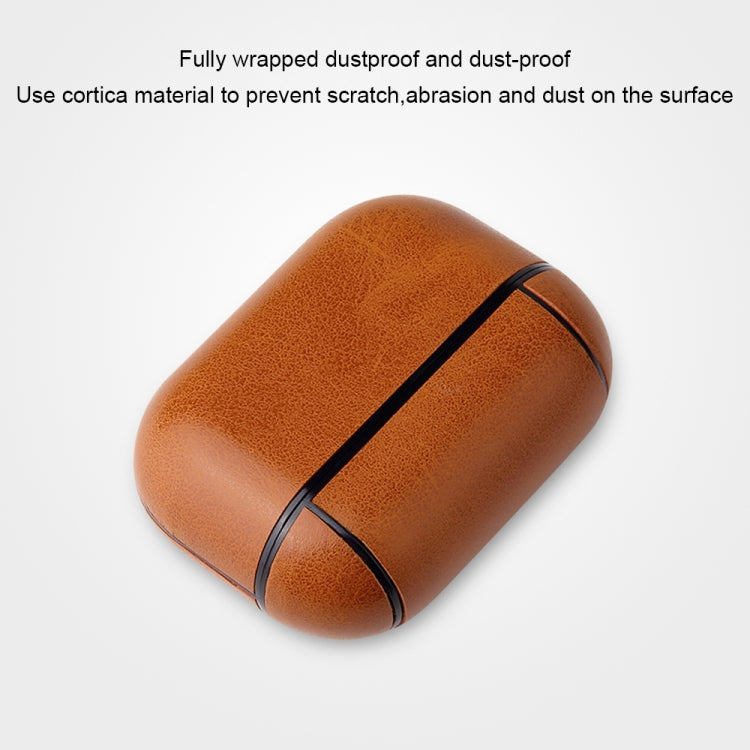 Étui de protection antichute en cuir PU texturé Crazy Horse avec mousqueton, pour AirPods Pro, AirPods 1 et 2