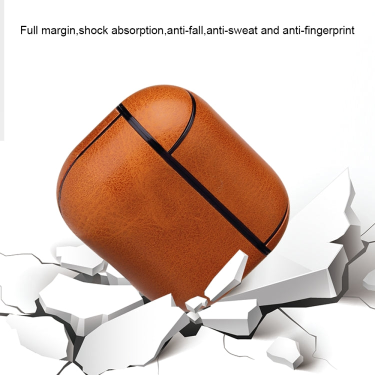 Étui de protection antichute en cuir PU texturé Crazy Horse avec mousqueton, pour AirPods Pro, AirPods 1 et 2