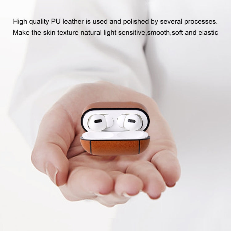 Étui de protection antichute en cuir PU texturé Crazy Horse avec mousqueton, pour AirPods Pro, AirPods 1 et 2