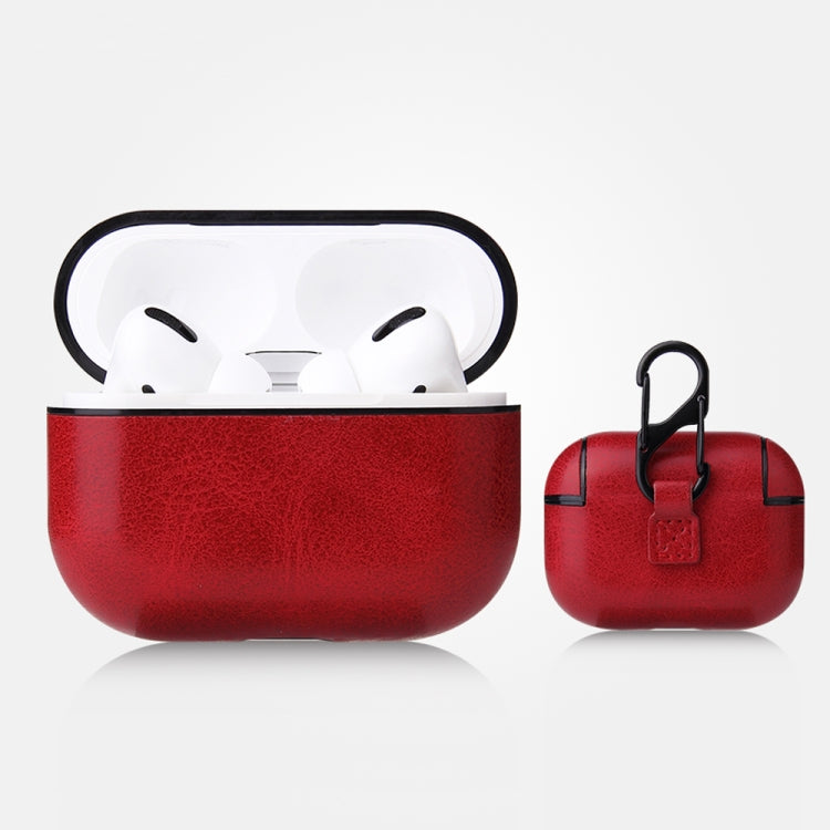 Étui de protection antichute en cuir PU texturé Crazy Horse avec mousqueton, pour AirPods Pro, AirPods 1 et 2