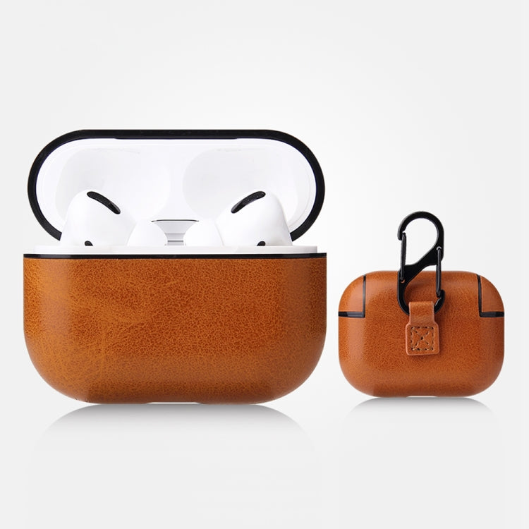 Étui de protection antichute en cuir PU texturé Crazy Horse avec mousqueton, pour AirPods Pro, AirPods 1 et 2