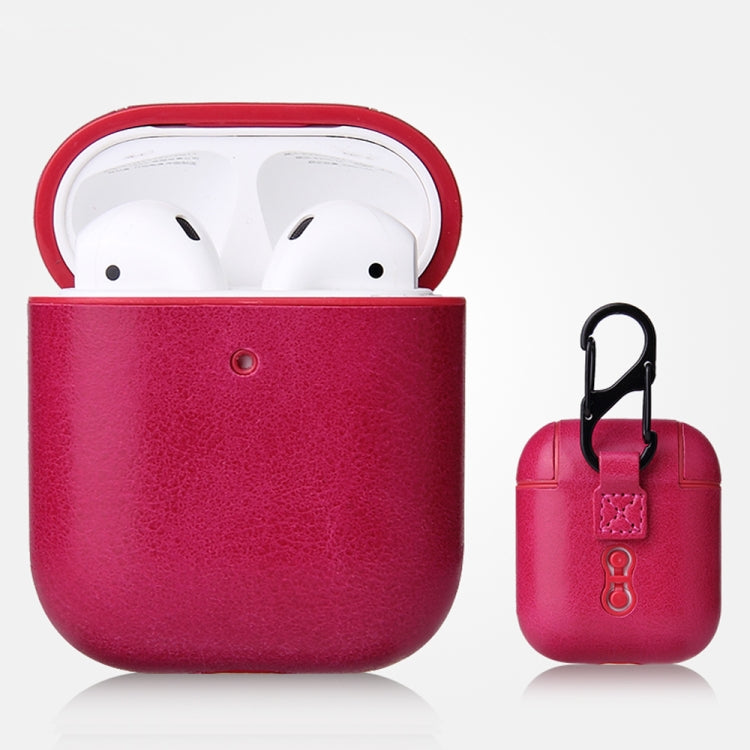Étui de protection antichute en cuir PU texturé Crazy Horse avec mousqueton, pour AirPods Pro, AirPods 1 et 2