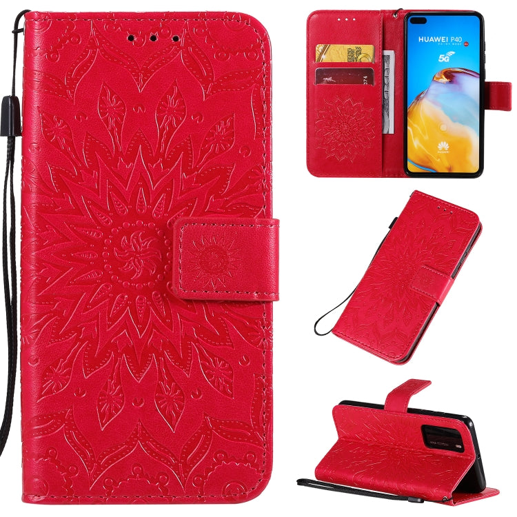Pressed Printing Sunflower Pattern Horizontal Flip PU Leather Case with Holder & Card Slots & Wallet & Lanyard, For Huawei P40, For Huawei P40 Pro, For Huawei P40 Lite / Nova 6 se