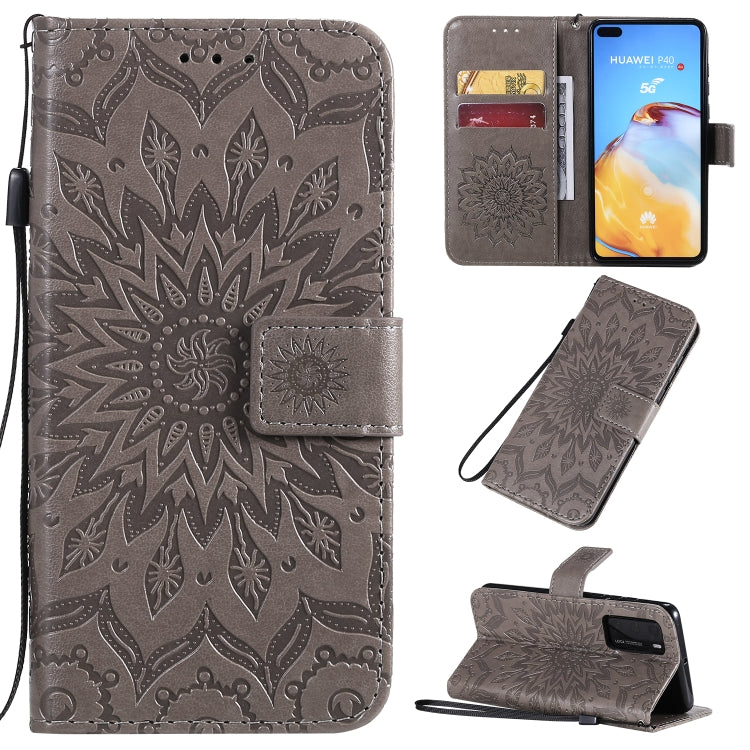 Pressed Printing Sunflower Pattern Horizontal Flip PU Leather Case with Holder & Card Slots & Wallet & Lanyard, For Huawei P40, For Huawei P40 Pro, For Huawei P40 Lite / Nova 6 se