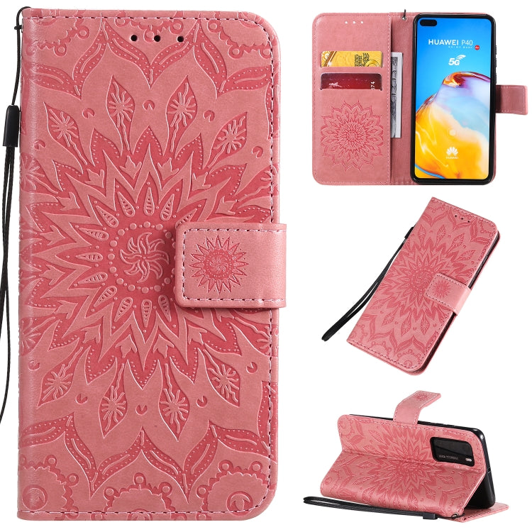 Pressed Printing Sunflower Pattern Horizontal Flip PU Leather Case with Holder & Card Slots & Wallet & Lanyard, For Huawei P40, For Huawei P40 Pro, For Huawei P40 Lite / Nova 6 se