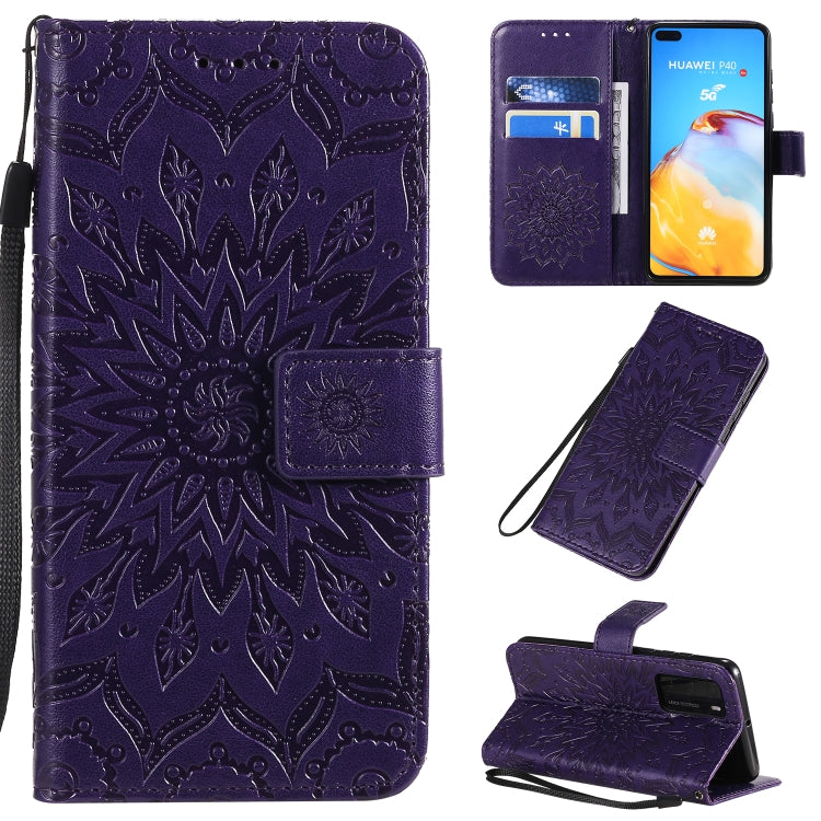 Pressed Printing Sunflower Pattern Horizontal Flip PU Leather Case with Holder & Card Slots & Wallet & Lanyard, For Huawei P40, For Huawei P40 Pro, For Huawei P40 Lite / Nova 6 se