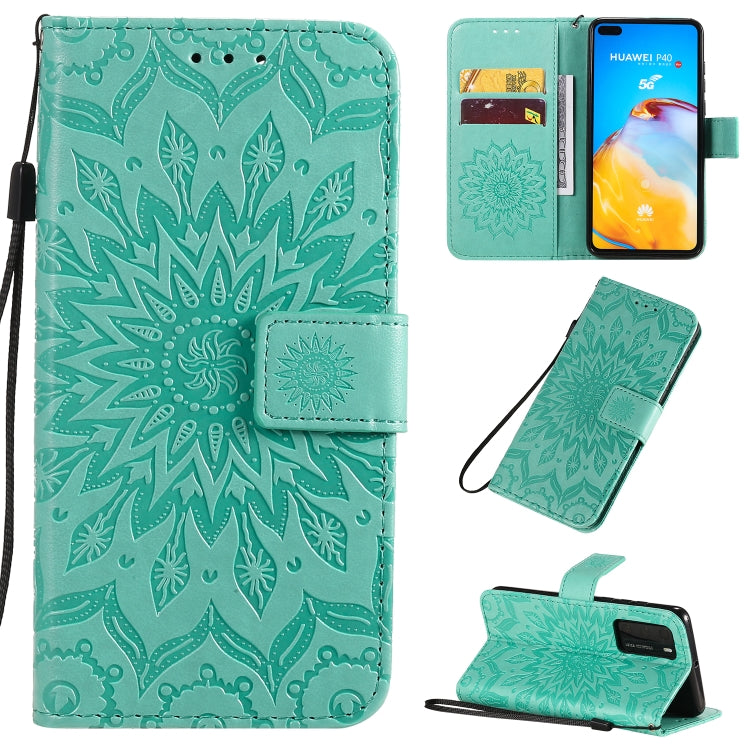 Pressed Printing Sunflower Pattern Horizontal Flip PU Leather Case with Holder & Card Slots & Wallet & Lanyard, For Huawei P40, For Huawei P40 Pro, For Huawei P40 Lite / Nova 6 se