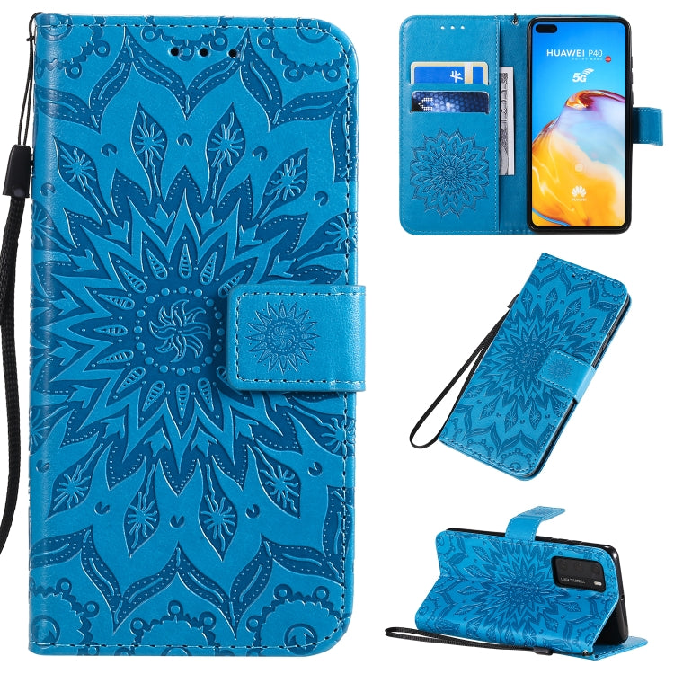 Pressed Printing Sunflower Pattern Horizontal Flip PU Leather Case with Holder & Card Slots & Wallet & Lanyard, For Huawei P40, For Huawei P40 Pro, For Huawei P40 Lite / Nova 6 se