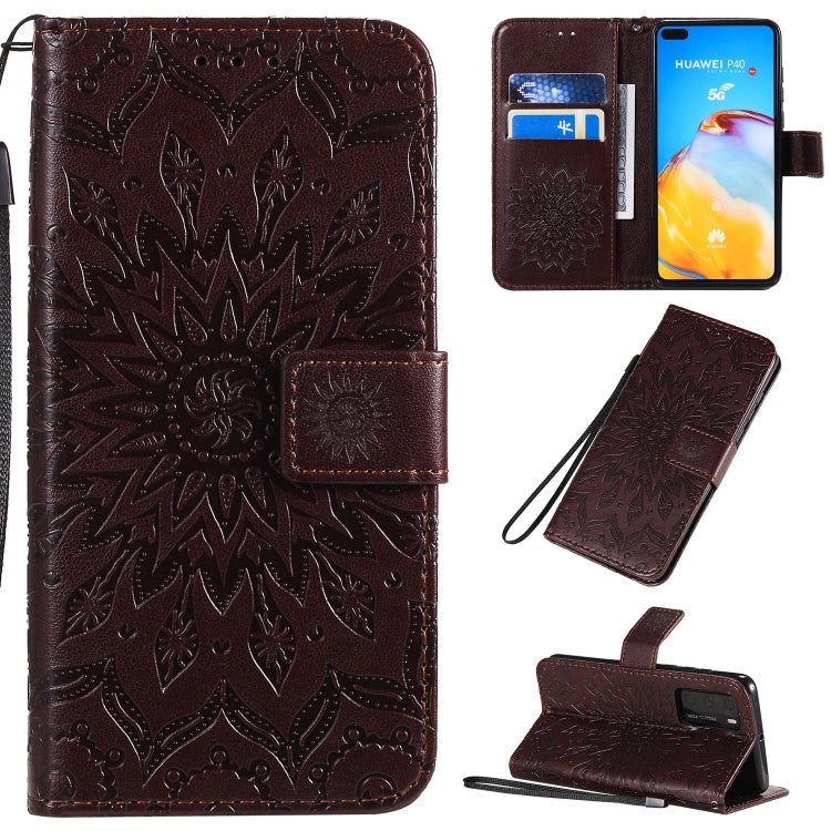 Pressed Printing Sunflower Pattern Horizontal Flip PU Leather Case with Holder & Card Slots & Wallet & Lanyard, For Huawei P40, For Huawei P40 Pro, For Huawei P40 Lite / Nova 6 se