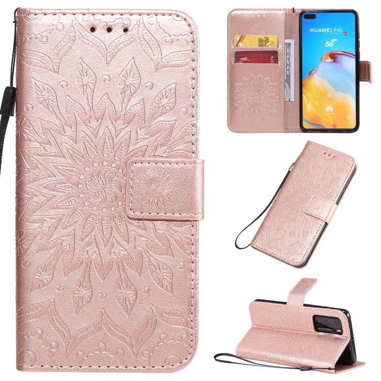 Pressed Printing Sunflower Pattern Horizontal Flip PU Leather Case with Holder & Card Slots & Wallet & Lanyard, For Huawei P40, For Huawei P40 Pro, For Huawei P40 Lite / Nova 6 se